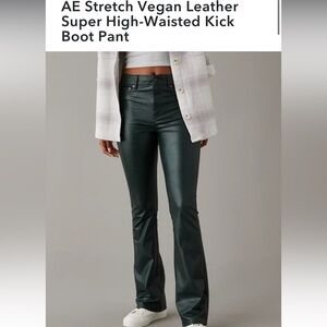 NEVER WORN| AmericanEagle Stretch Vegan Leather Super High-Waisted KickBoot Pant